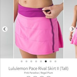 Lululemon Pink Pace Rival Skirt
